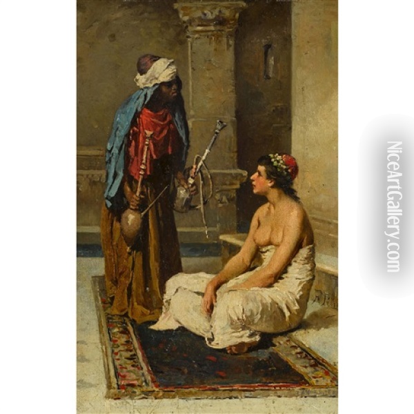 Orientalische Szene Mit Entblosster Frau Oil Painting - Francesco Peluso