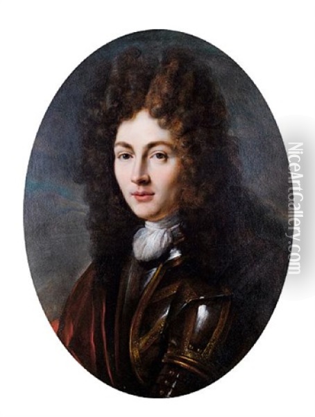 Portrait Of A Gentleman In Armour (louis De Bourbon?) Oil Painting - Robert Levrac-Tournieres