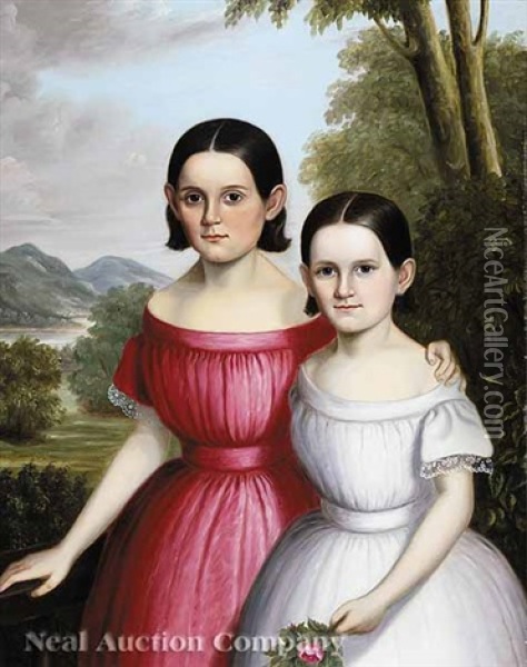 Portrait Of Two Sisters Oil Painting - William Carroll Saunders