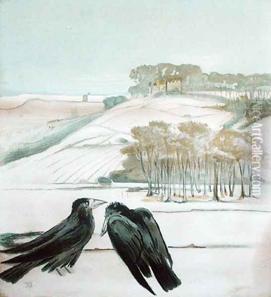 Rooks in a Landscape Oil Painting - Madeline Wyndham