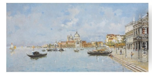 A View Of Venice Oil Painting - Antonio Maria de Reyna Manescau