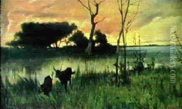 Bufaline In Tombolo Oil Painting - Giovanni Fattori