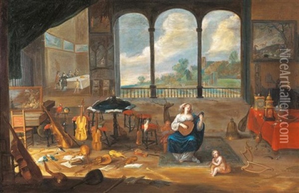 Allegorie Des Gehorsinns (collab. W/peter Casteels Der Alter) Oil Painting - Ferdinand van Kessel