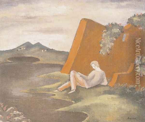 Idyll - Landscape with a Reclining Young Man Oil Painting - Eugene Zak