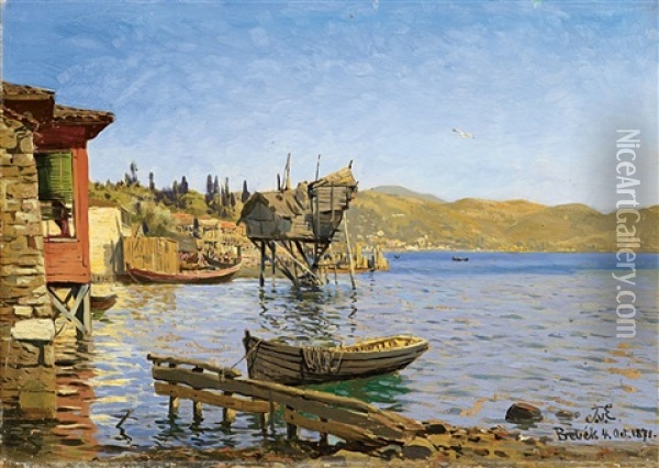 Blick In Die Bucht Von Brebek Am Bosporus Oil Painting - Karl Paul Themistocles von Eckenbrecher