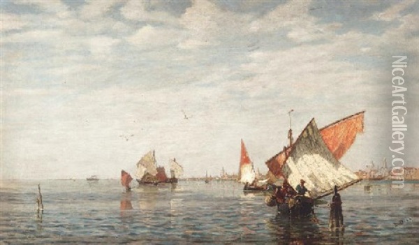 Fischerboote Vor Venedig Oil Painting - Ludwig Dill