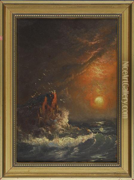 Dramatic Coastal Sunset Oil Painting - Charles Henry Gifford