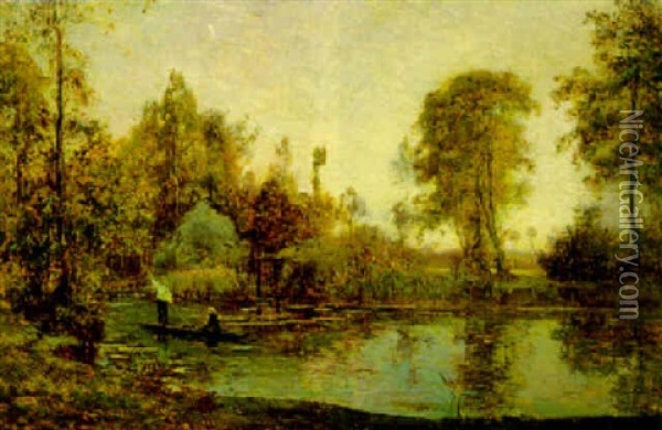 Idylle Am Teich Oil Painting - Henri-Louis Foreau