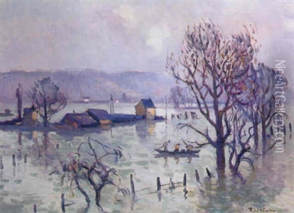 Inondation A Saint-martin De Boscherville Oil Painting - Robert Antoine Pinchon