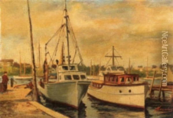 Marina Oil Painting - Farquhar McGillivray Strachen Knowles