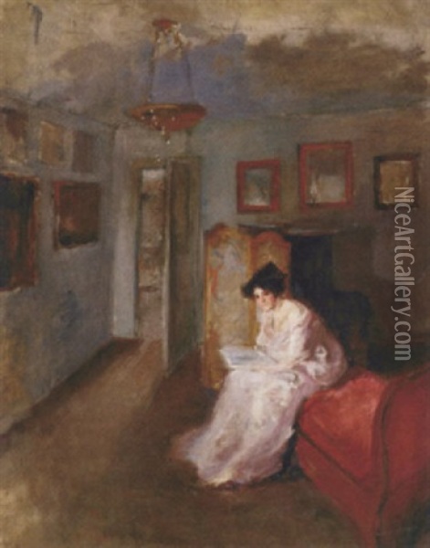 The Artist's Wife Oil Painting - Albert De Belleroche
