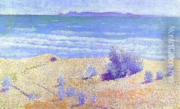 Beach On The Mediterranian Oil Painting - Henri Edmond Cross