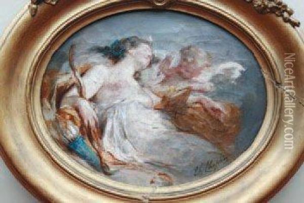 Venus Et Putto Oil Painting - Charles Josua Chaplin