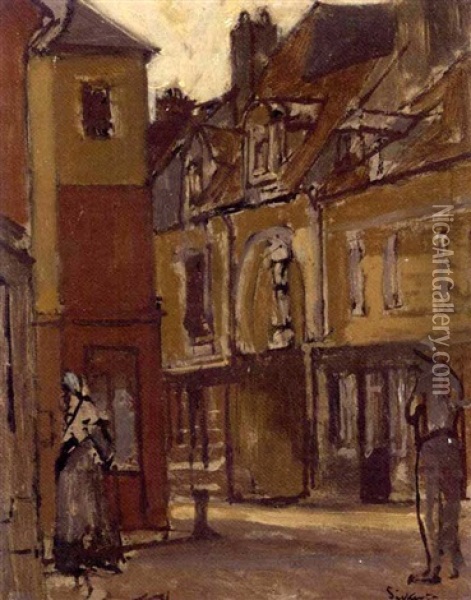 A Street In Dieppe Oil Painting - Walter Sickert