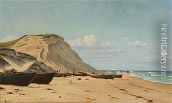 Summer Day At Lonstrup Beach, Denmark Oil Painting - Christian Blache