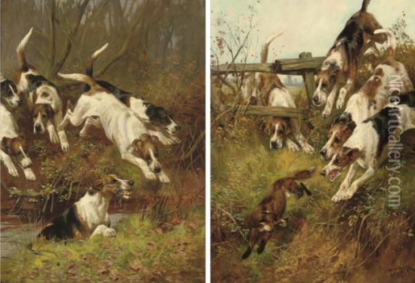 Closing In; And On The Scent Oil Painting - Arthur Wardle