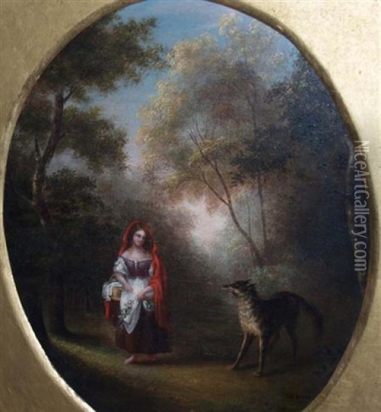 Little Red Riding Hood And The Wolf Oil Painting - Anna Eliza Hardy