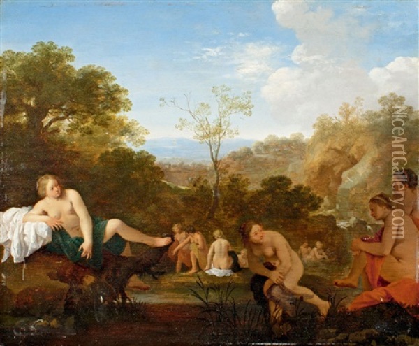 Nymphen Beim Bade Oil Painting - Cornelis Van Poelenburgh
