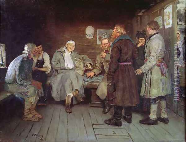 Soldier's Tale, 1877 Oil Painting - Ilya Efimovich Efimovich Repin