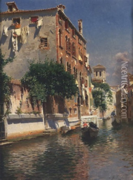 St. Maria Canal, Venice Oil Painting - Rubens Santoro