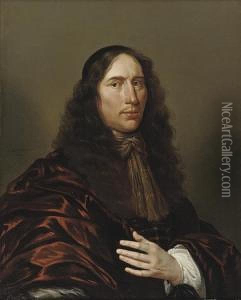 Portrait Of Cornelis De Wit, Half-length, In A Red Robe Oil Painting - Jan Jansz Westerbaen