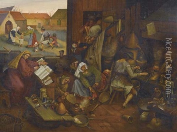 Alchemistenstube Oil Painting - Pieter Bruegel the Elder