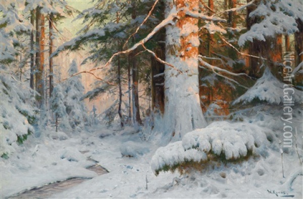 Winterwald Im Sonnenlicht Oil Painting - Walter Moras