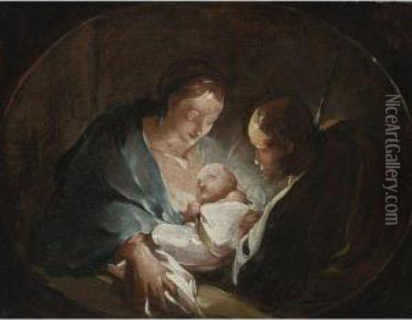 The Holy Family Oil Painting - Paul Troger