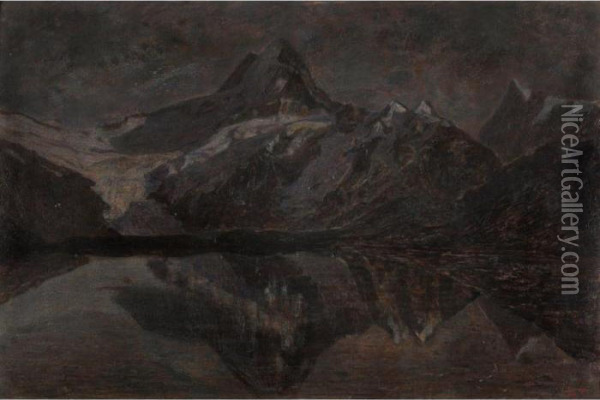 Lago Alpino Oil Painting - Giuseppe Carozzi