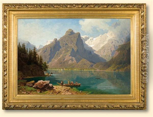 Alpine Landscape Oil Painting - Ernst Von Raven