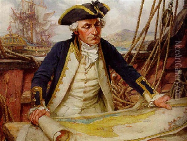 Captain Cook Oil Painting - Arthur David Mccormick