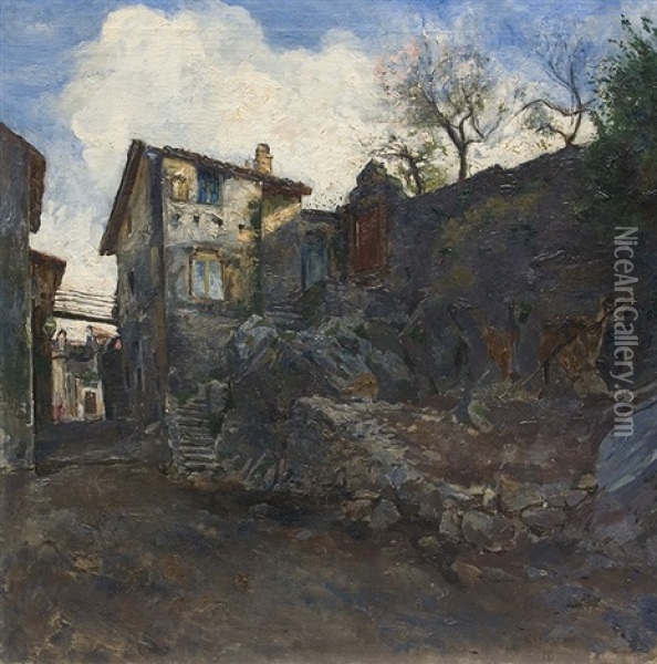 Italian Village Scene Oil Painting - Carl Otto