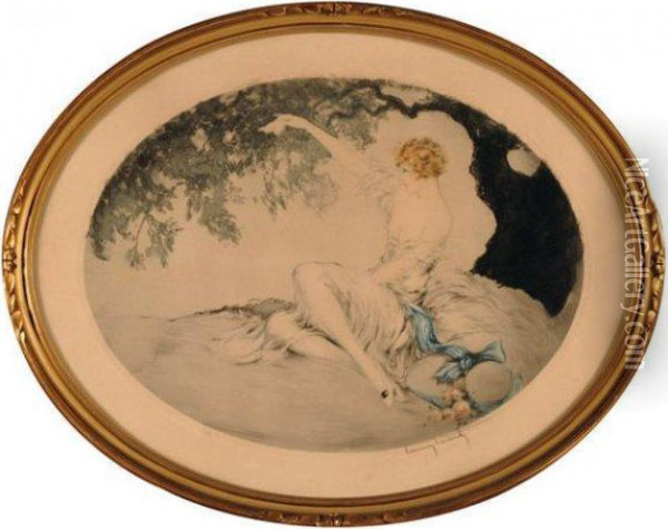 Femme Au Mouchoir Ou L'adieu Oil Painting - Louis Icart