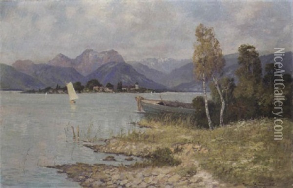 Blick Auf Die Fraueninsel Im Chiemsee Oil Painting - Carl Mueller-Baumgarten