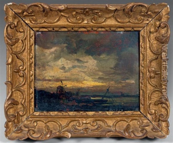 Paysage Au Moulin, Crepuscule Oil Painting - Jules Dupre