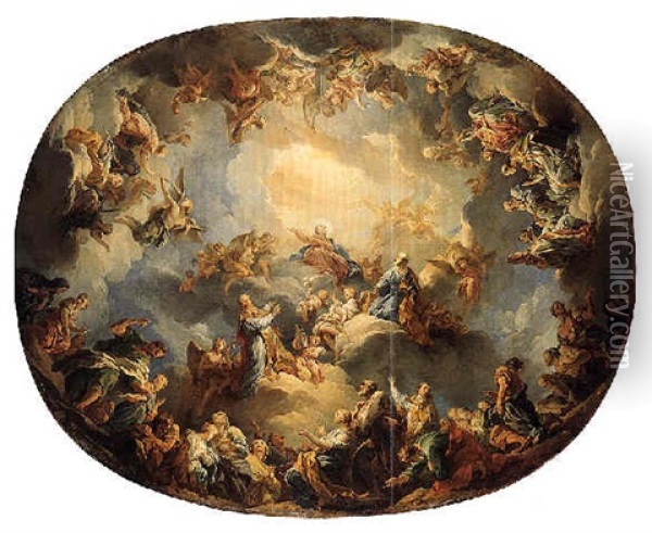 The Assumption Of The Virgin Oil Painting - Francois Lemoyne