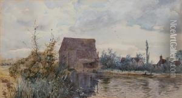 A Watermill At Hemingford Abbot Oil Painting - Robert Winter Fraser