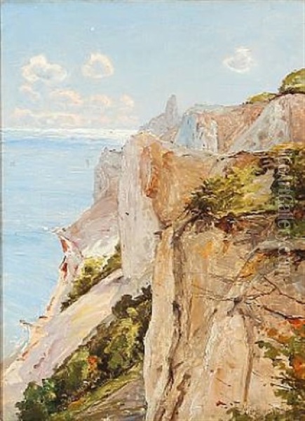 Sommerspiret At Mons Klint In Denmark Oil Painting - Frederik Julius August Winther