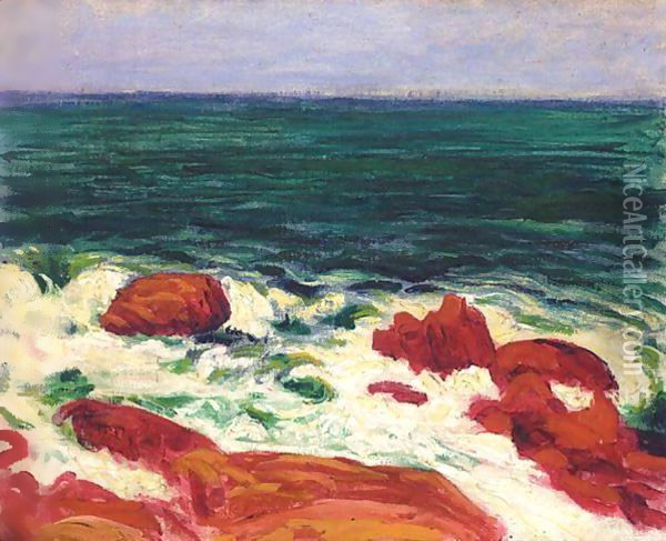 Red Rocks And Foam Oil Painting - Roderic O'Conor