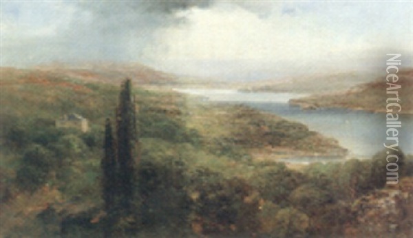 A Scene On The Hudson Oil Painting - Andrew Melrose