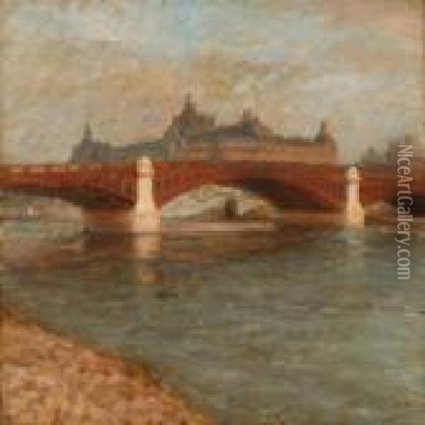 Scene From The Seine At Pont De La Concorde And Gared'orsay Oil Painting - Julius Paulsen