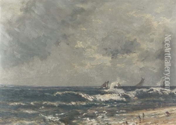 Surf On The Coast Oil Painting - Friedrich Ernst Morgenstern