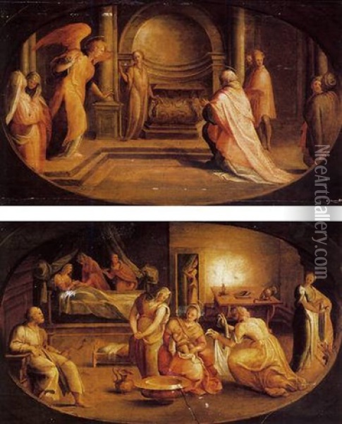 The Angel Gabriel Appearing To Zacharias Oil Painting - Tommaso Manzuoli