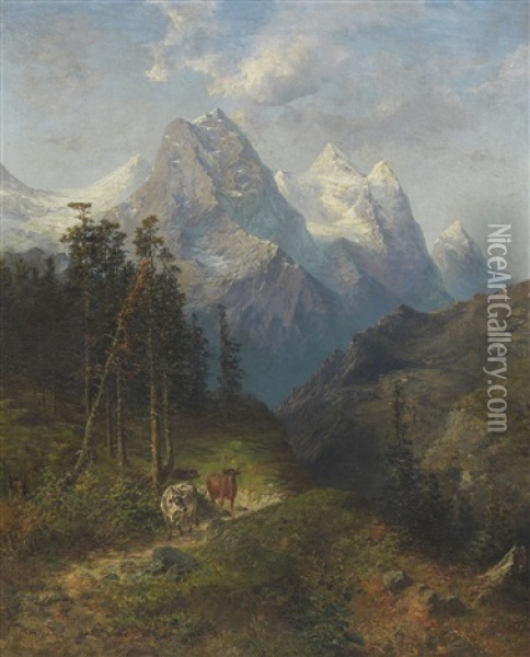 Blick Auf Das Wetterhorn Oil Painting - Karl Feederle