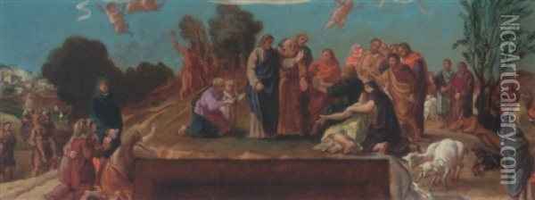 La Vie De La Vierge, Projet De Decor Pour L'hospice De Charenton Oil Painting - Leon Louis Antoine Riesener