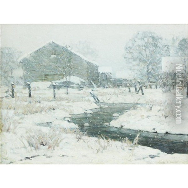 Snow Bound Brook Oil Painting - John Fabian Carlson