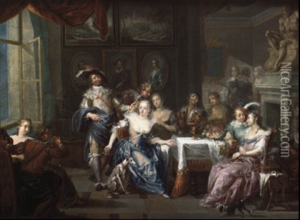 Le Repas Galant Oil Painting - Johann Georg Platzer