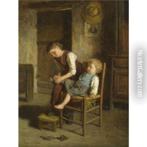 Soeurs Oil Painting - Theophile Emmanuel Duverger