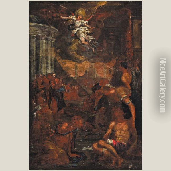 Jesus En La Piscina Probatica Oil Painting - Jacopo Robusti, II Tintoretto