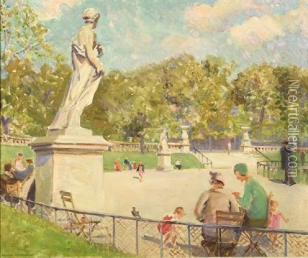 People In The Park Oil Painting - Helen Sturtevant